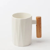 Nordic Wooden Handle Ceramic Porcelain Mug Coffee Cups Literary Water Tea Cup Milk Mug Coffee Cup Drinkware Coffeeware Teaware