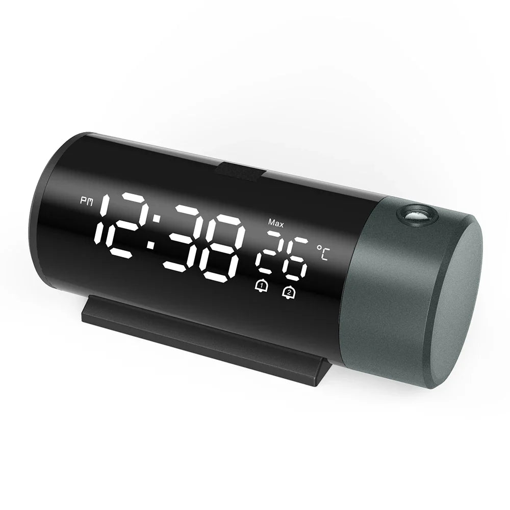 LED Digital Alarm Clock 180° Rotation Electronic Table Projector Watch Time Projection Bedroom Bedside Automatic Backlight Clock