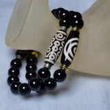 Men/Women`s Jewelry Bracelet Tibetan Spiral Ruyi 21 Eyes Totem Amulet DZI Bead 10mm Agate Beads String Free Shipping