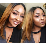 Short Bob Wig Ombre 1B/30 Bob Straight Highlight 13x4 Lace Frontal Short Bob Wig Remy Hair 4x4 Lace Closure Human Hair Wigs