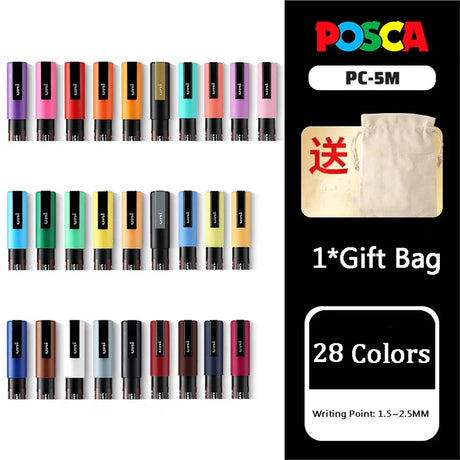 Uni 1PCS Plumones Colores Posca PC-5M Marcadores School Acrylic Paint Markers 예술용품 Rotuladores Rock Painting Marking Art Pens