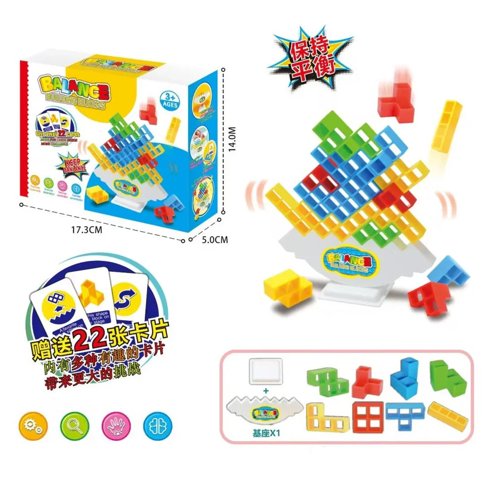 Kids Balance Toy Stacked Tower Board Game Stacking Building Blocks Puzzle Assembly Bricks Children Montessori Educational Toys