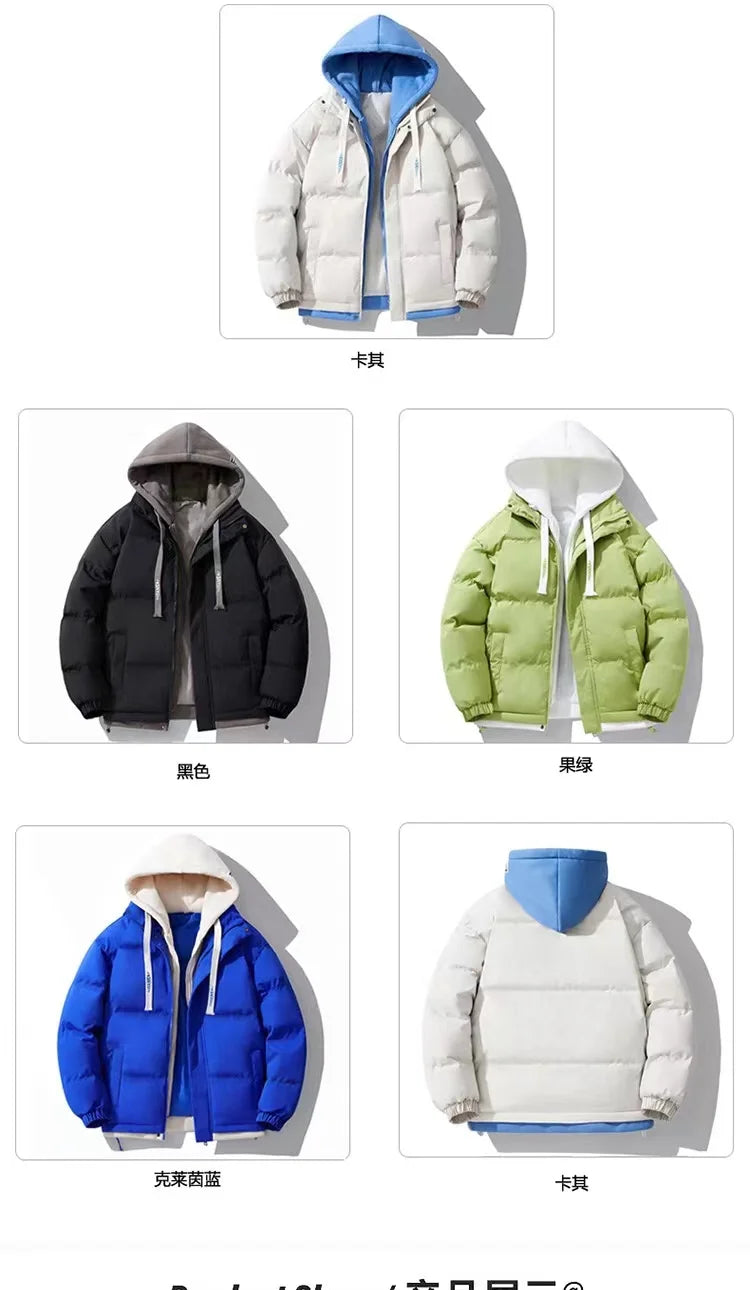 Winter men's loose coat hooded windproof warm padded padded jacket men's casual down jacket