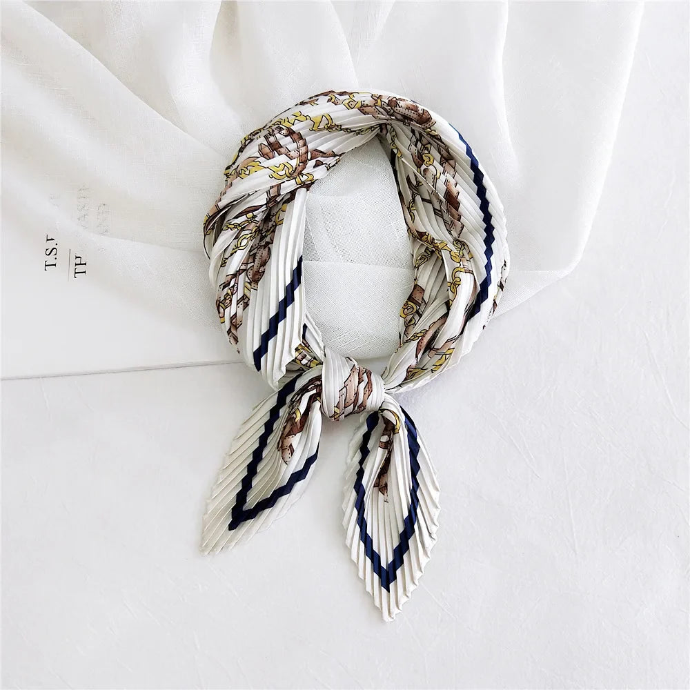 silk scarf women luxury ladies small head scarf wholesale scarves  headwraps pleated chiffon hijabs satin hijabe femme bandanas