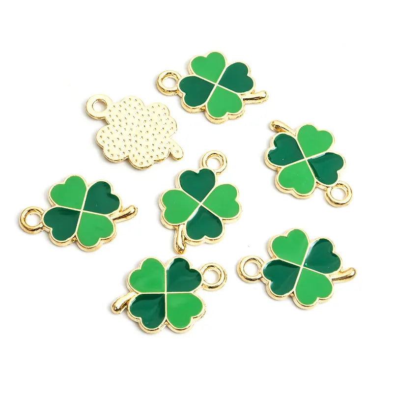 Dopamine Four-leaf Clover Enamel Charms 20pcs DIY Necklace Bracelet Earrings Keyring Amulet Pendants Creative Gift Accessories