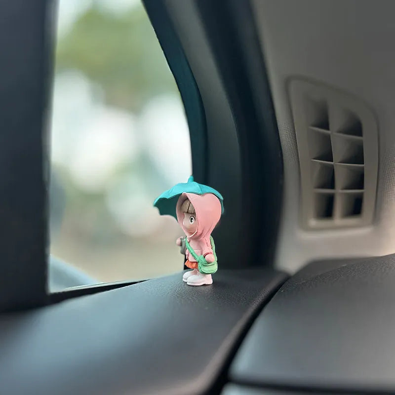 4PCS Cute Umbrella Couple Car Interior Decoration Action Figures Auto Rearview Mirror Dashboard Ornaments For Car Accessories