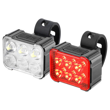 2Pcs Bicycle Front Rear Lights Waterproof Bike Headlight Taillight Type-C USB Rechargeable High Brightness Cycling Accessories