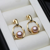 Fashion Natural Pearl Earring 925 Sterling Silver,Freshwater Pearl Earrings For Women,Triangle Gold Plated Earrings Jewelry Girl