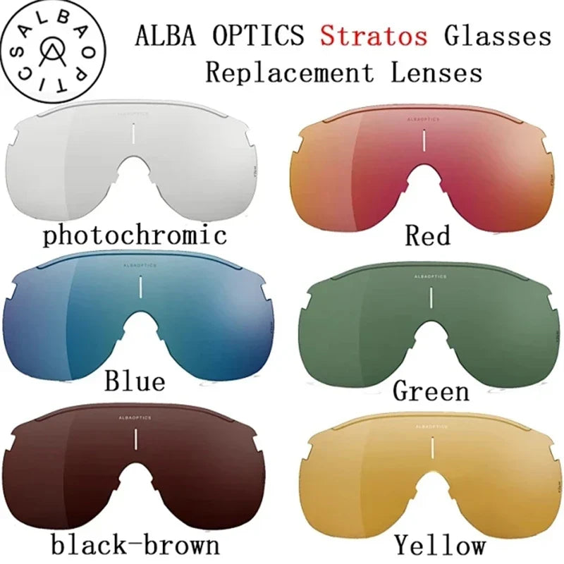 Photochromic ALBAOPTICS Stratos Lenses Replaced Polarized Lenses for Cycling Sunglasses Blue Red Color