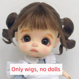 Doll Wig Bangs Ponytail Curly Soft Mohair Wig Suitable for Ob11, 1/12bjd, 1/8BJD Doll Wig Doll Accessories