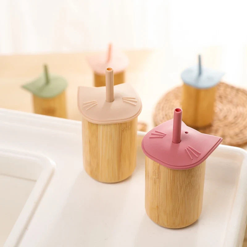 150ML Baby Wooden Feeding Cups Portable Drinkware Babies Sippy Cup Food Grade BPA FREE Baby Anti-hot Learning Feeding Bottles