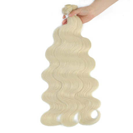 White Body Wave Hair Bundles Synthetic Natural Weave Hair Color #4 Brown Piano Blonde Pink Purple  Blue Hair Extensions