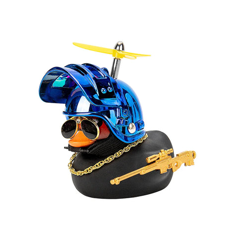 Broken Wind Rubber Duck With Helmet Pendant Duck Car Ornaments Decorations Helmet Duck Ducky Bicycle Wind Motor Accessories