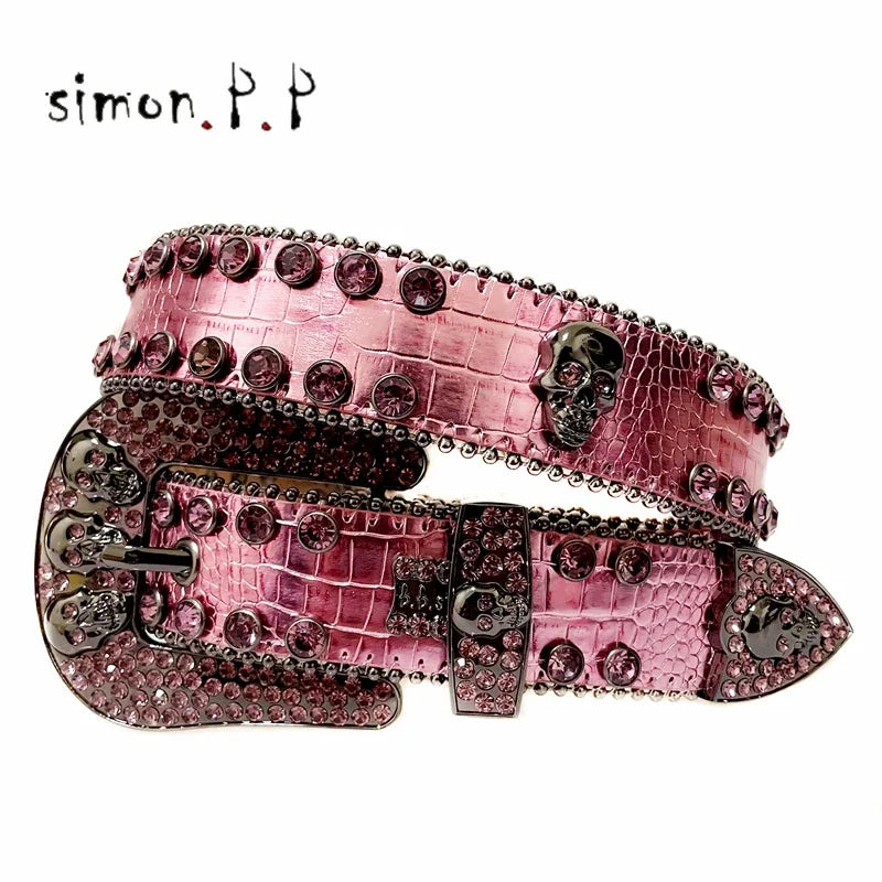 Punk Western Rhinestone Belts for Women Luxury Diamond Strap Cowgirl Cowboy Bling Crystal Pin Wide Buckle Studded Y2K Mens Belts