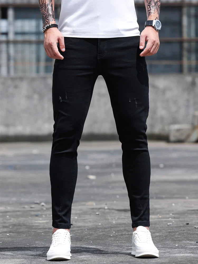 Streetwear Fashion Black Ripped Skinny Jeans Men Slim Hip Hop Denim Trousers New Spring Casual Jeans for Men Jogging Jean Homme