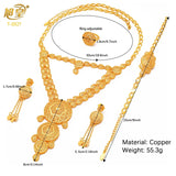 XUHUANG African Big Luxury 4PCS Dubai Gold Color Jewelry Necklace Sets For Women Bridal Wedding Sets 2023 Trend Jewellery Gifts