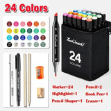 168 Color Marker Pen Set Manga Double-Headed Comic Highlighter Art Painting Drawing Sketch Graffiti Watercolor Stationery