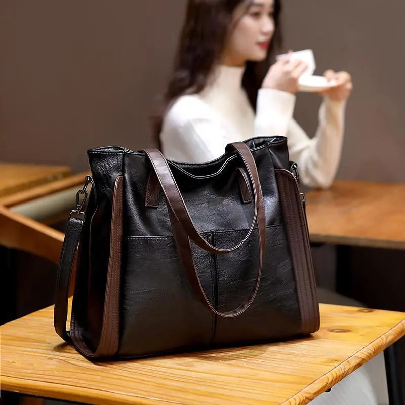 Large Capacity Handbags Women Soft Leather Shoulder Crossbody Bag Ladies Bucket Bags Retro Tote Luxury Satchel Handbag and Purse