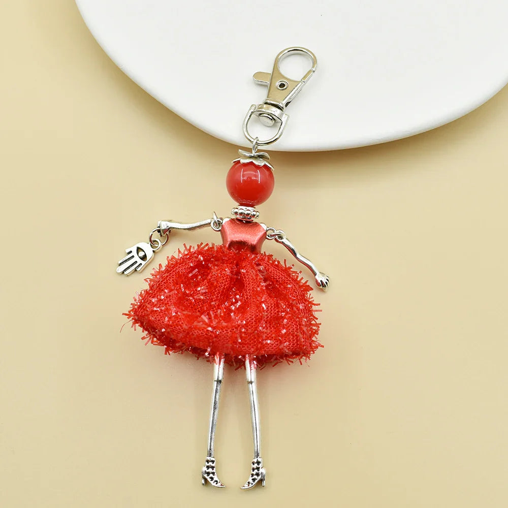 YLWHJJ brand Doll Handmade Cute charm keychain for Women Car Pendant Girls fashion Jewelry Bag key chains Accessories key ring