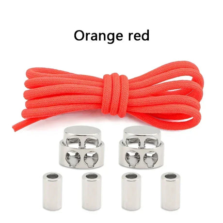 1Pair Round Elastic Laces Sneakers Lock Shoe Laces Without Ties Metal Buckle Laces Kids Adult No Tie Shoelaces Shoes Accessories