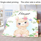 Custom Name Blanket Kawaii Baby Girl Boy Kids Personalized Blankets Cartoon Animal Cute Soft Flannel Throw Blanket Birthday Gift