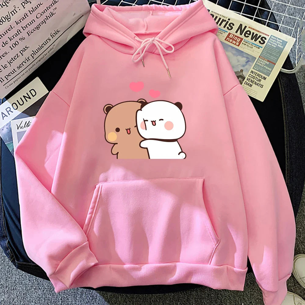 Cartoon Panda Bubu And Dudu Women Plus Size Hoodie Sweatshirt Kawaii Harajuku Round Neck Harajuku Unisex Printed Clothes Tops