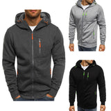 Men Sporty Hooded Coats Spring Autumn Zip Pocket Slim Pocket Warm Cardigan Sweatshirt Coat BSD-ZW67