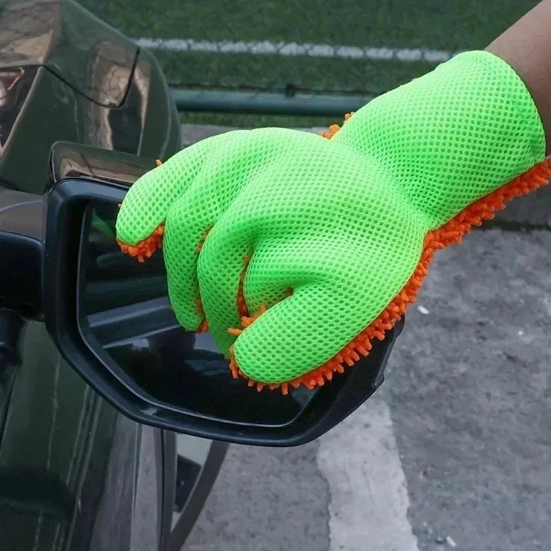 Car Wash Double Sided Coral Velvet Multifunctional Cleaning Brush Cars Cleaning Thick Gloves Waterproof Detail Brush Auto Parts