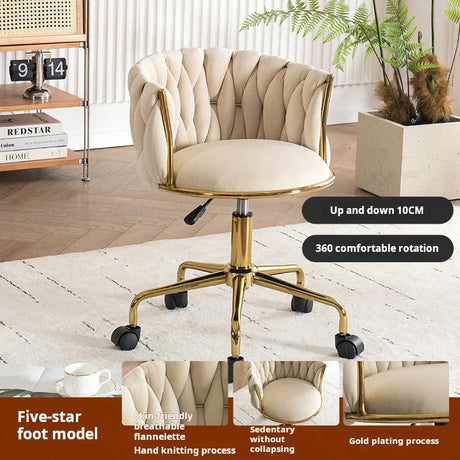 Living room velvet Armchair Fashion Design coffee chair Bedroom makeup chair back lift swivel Nail dressing chair home furniture