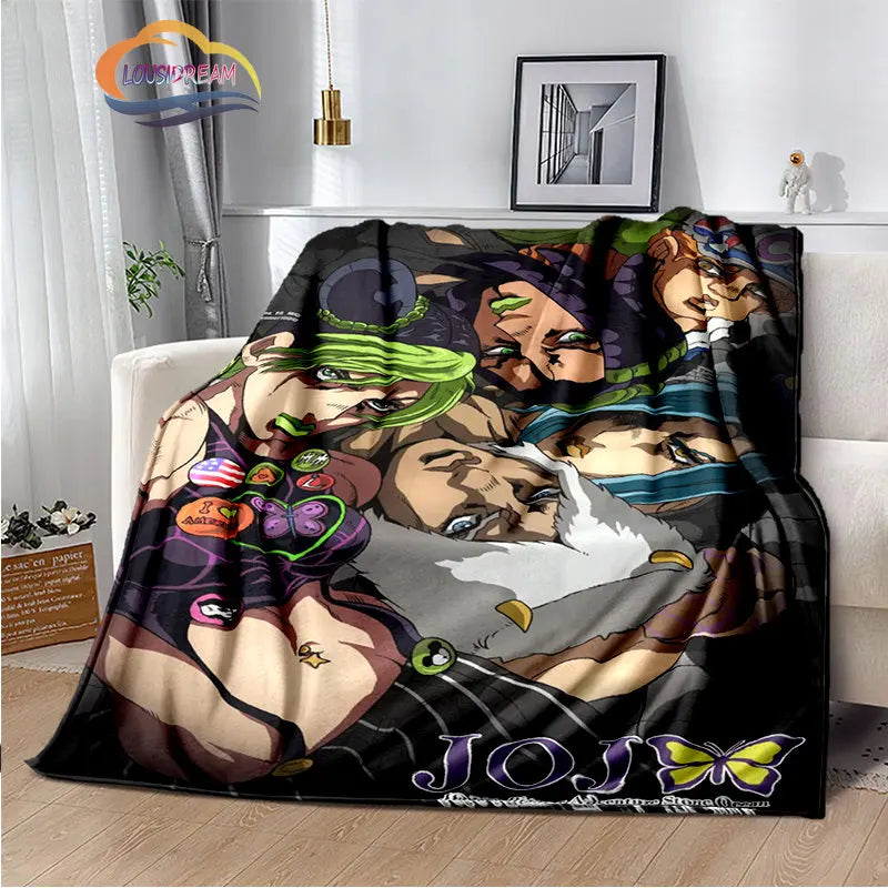 Anime JoJo's Bizarre Adventure Stone Ocean flannel Blanket Throw blanket Warm Sofa bed  children and girls Gift s