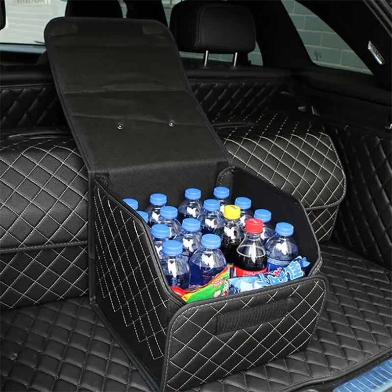 Car Storage Bag PU Leather Trunk Organizer Box Storage Bag Folding Folding Car Trunk Stowing Tidying For Car SUV