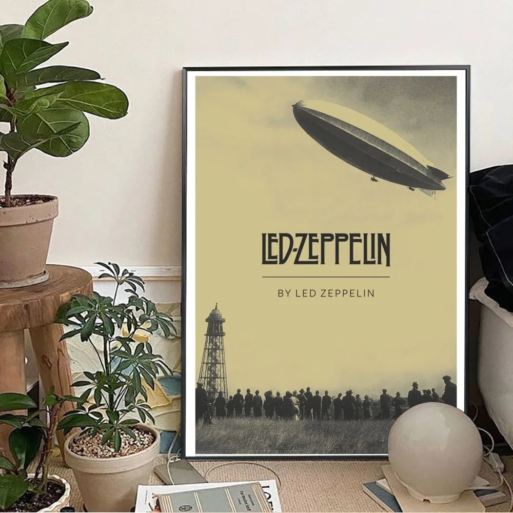 Band L-Led Z-Zeppelin Wallpaper Poster Kraft Club Bar Paper Vintage Poster Wall Art Painting Bedroom Study Stickers