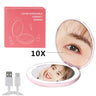 Mini Portable Folding Travel Pocket Makeup Mirror With Led Light Round Handheld Compact 10X Magnifying Pink Black Vanity Mirrors