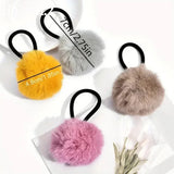 Cute Fur Ball Plush Hair Rope High Elastic Black Hair Ties With Pompom Women Toddler Girls Ponytail Holder Seamless Rubber Bands