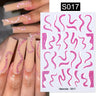 3D Silver Frame Nail Sticker Silver Bronzing Stripe Lines Sliders For Nails Tribal Pattern Decals Marble Blooming Nail Tattoos