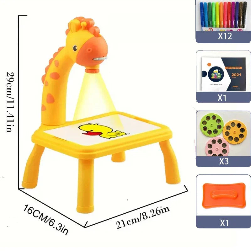 Mini Table Paintings For Children Smart Giraffe Style Projector Desk With Light Learning Painting Machine Toy Kids Projection