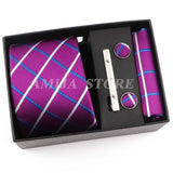 Men's Tie Gift Box With Neckties Handkerchiefs Cufflinks Tie Clips  Plaid Dot 5-Piece sets Group Business Wed Festival Formal Ti