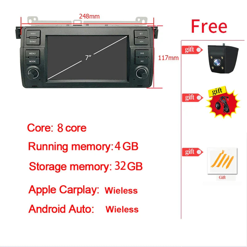 Factory Price Android12 Auto Bluetooth Speaker GPS Navigation Carplay Car Video Player For Bmw 3 Series E46 Car RadiosTereo