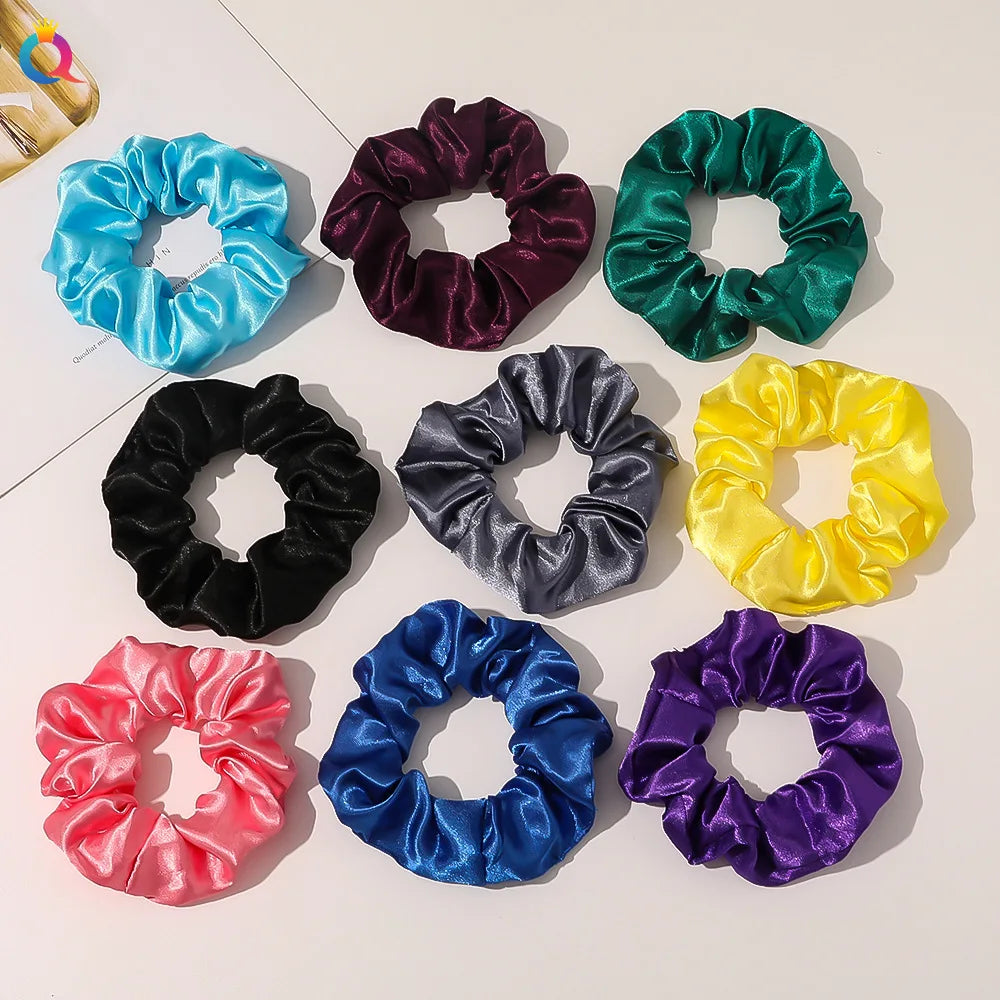 60Pcs/Bag Satin Hair Scrunchies for Women Girls Silk Elastic Hair Ties Scrunchies Headband Black Red Pink Hair Accessories Set