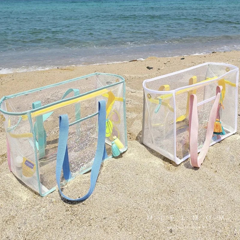 Swimming Bag Beach Bag Transparent Waterproof Bag Travel Large Capacity Mommy Bag Shopping Portable Storage Bag Diaper Bags