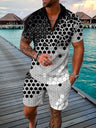 New Abstract 3D Print Polo Shirts Shorts Sets Men's Fashion Tracksuits Oversized Short Sleeve Shirt Pants Set Man Suits Clothing