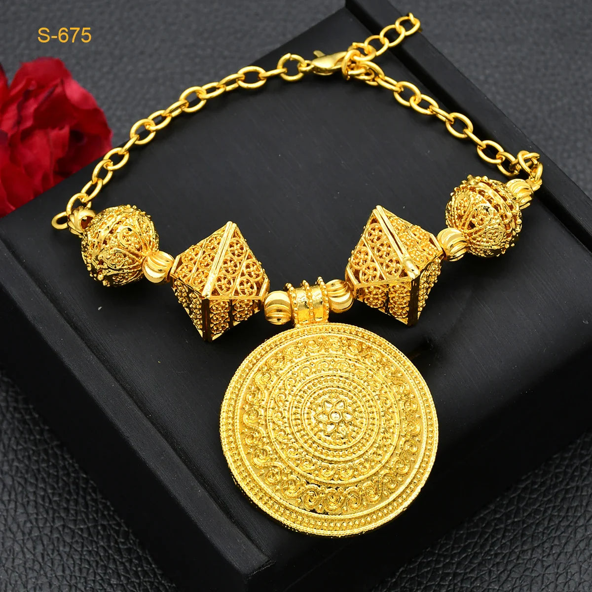 ANIID Africa Luxury Round Ball Jewelry Sets For Lady Bridal Party 24k Gold Color Necklace Set Indian Nigerian Wedding Gifts New