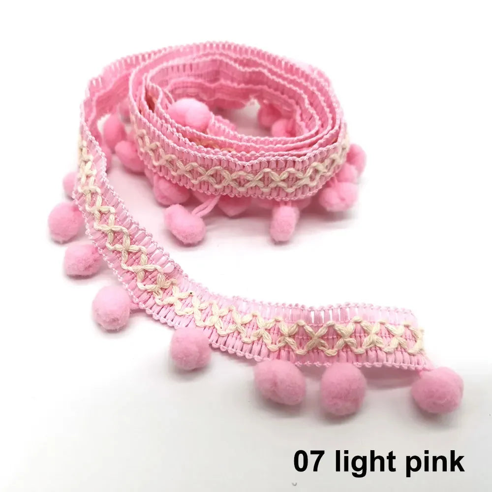 10yards Pom Pom Trim Lace Fabric Sewing Accessories Pompons Trim tassel Ball Fringes Ribbon Sewing Lace For DIY Material Apparel