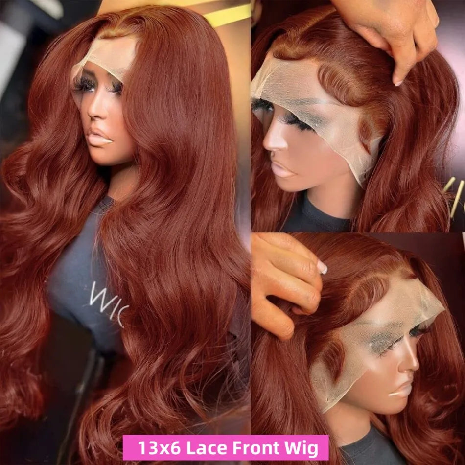 Reddish Brown 13x6 Hd Lace Frontal Wig Preplucked 13x4 Body Wave Lace Front Wig Brazilian Dark Red Brown 4x4 Closure Human Hair