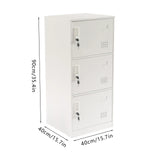 40*40*90cm White 3 Door Metal File Cabinet Office Filing Cabinet Stand Storage Organizer with Lock