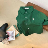 Children's shirt Spring and Autumn style medium and small children's long sleeved casual solid color top coat baby cotton shirt