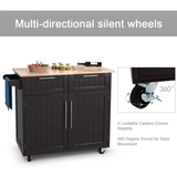 Giantex Kitchen Island Cart Rolling Storage Trolley Cart Farmhouse Islands Home Coffee Bar Serving Utility Cart with Drawers