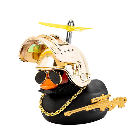 Broken Wind Rubber Duck With Helmet Pendant Duck Car Ornaments Decorations Helmet Duck Ducky Bicycle Wind Motor Accessories