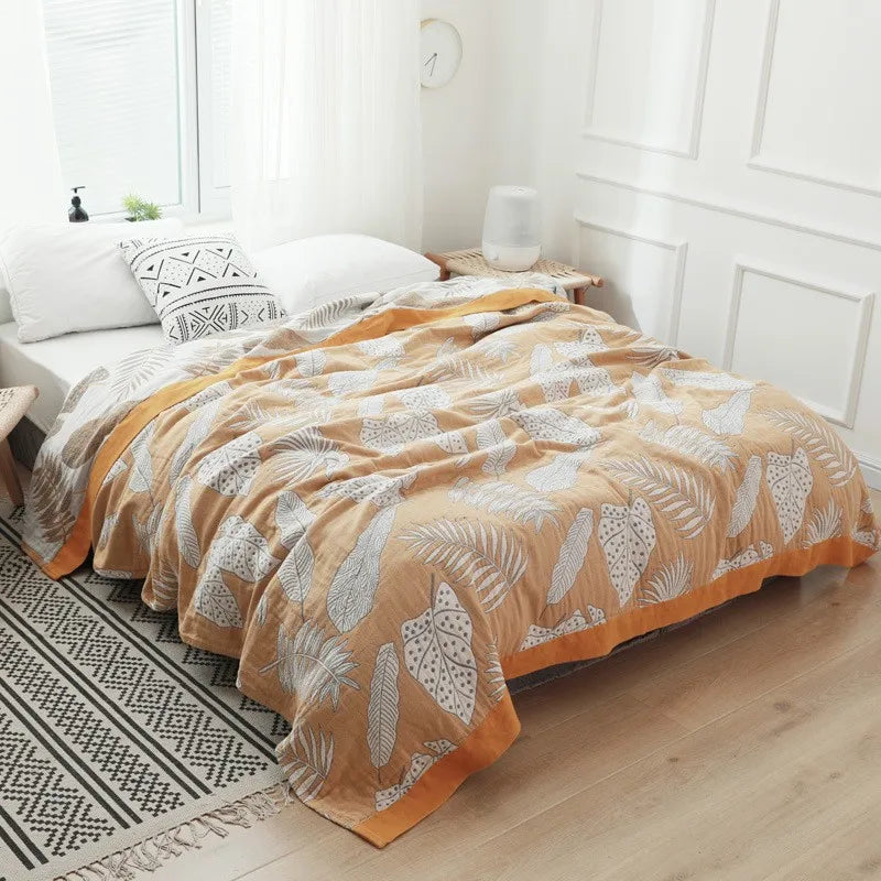 Cotton Muslin Plaid Blanket Summer Bed Sheet Gauze Bedspread Cover for Double Bed Sofa Adult Office Nap Sleeping Throw Blankets