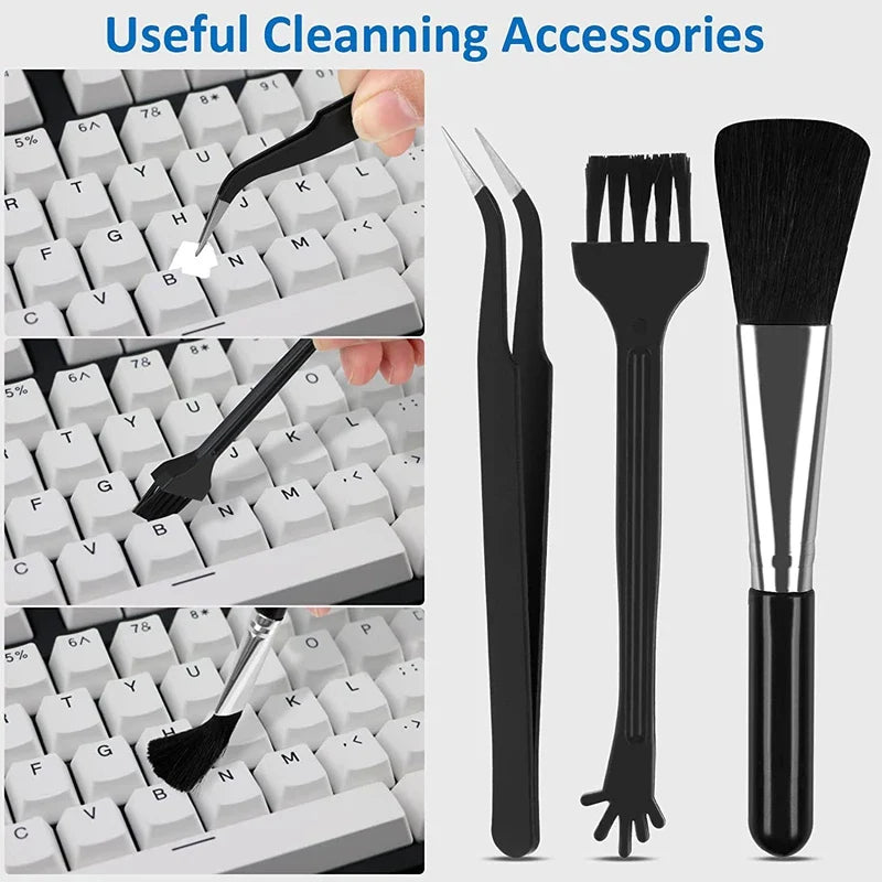 12 In 1 Keyboard Cleaning Kit Pc Phone Cleaning Kit Keyboard Cleaner, Keycap Puller Earbud Cleaning Brush Set